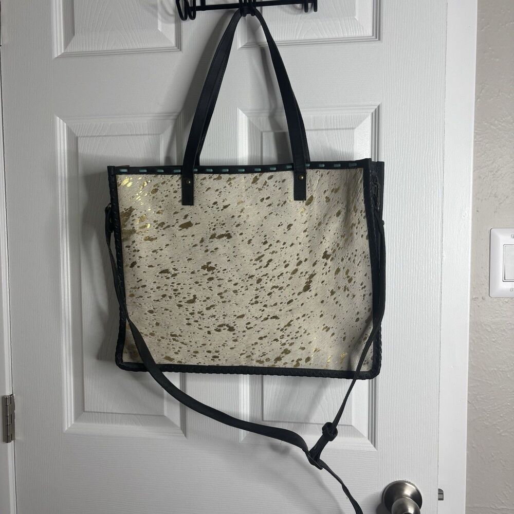 NWT American Darling Gold Speckled Hair-on-Hide Leather Tote